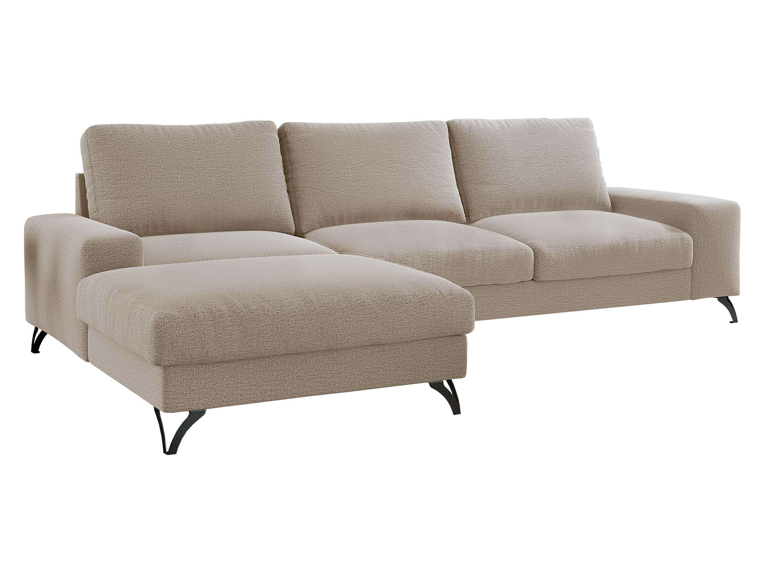 ECKSOFA Flavio, Seite: Links - L1F+L2F+R4 - Beige/Schwarz, Holz/Textil (300/179cm) - MIRJAN24