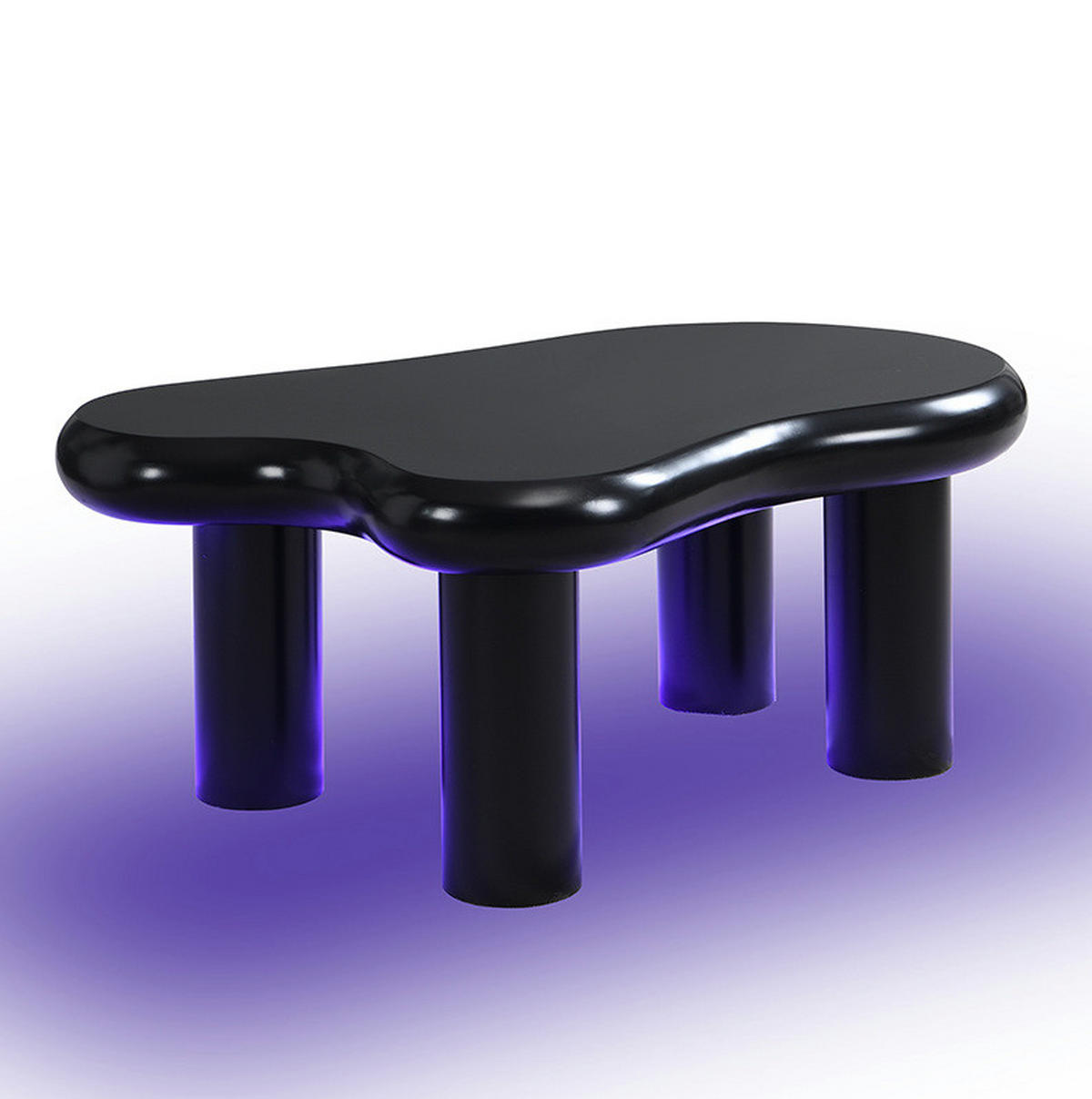 COUCHTISCH 98/65,5/40 cm mit 16-farbiger LED-Beleuchtung, Schublade und Cloud-Form aus MDF, Schwarz - Schwarz, Holzwerkstoff (98/65.5/40cm) - Redom