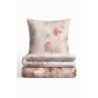 BETTWÄSCHE-GARNITUR Tencel Blume rose, 135x200 cm + 80x80 cm - Rosa, Textil (135/200cm) - biberna