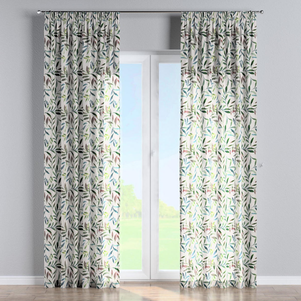 VORHANG Eden weiß und grün, 130x245 cm - Weiß, Textil (130/245cm) - Dekoria