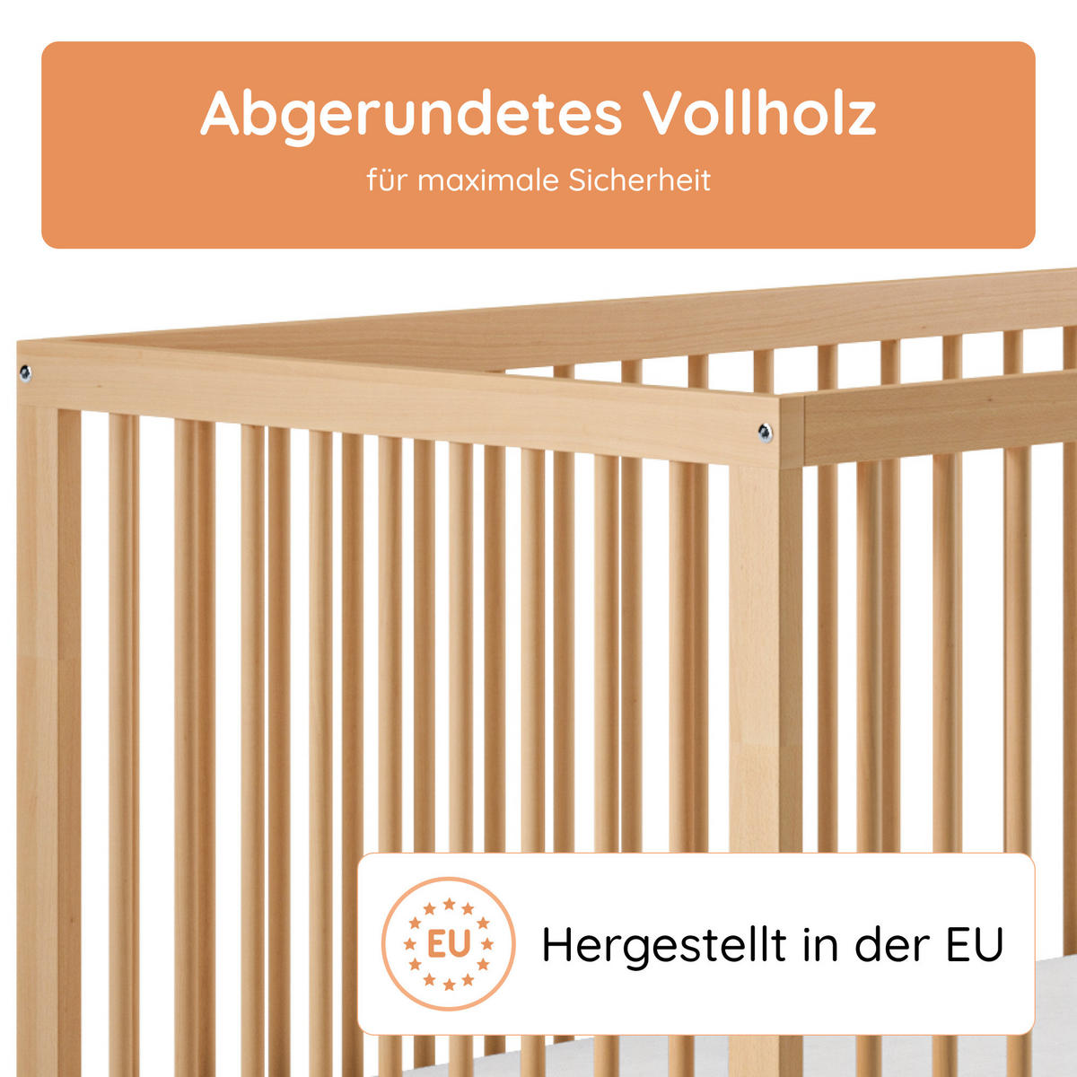 BABYBETT mit Matratze 60x120 cm in Weiß - Naturfarben, Holz (60/120cm) - Kids Collective