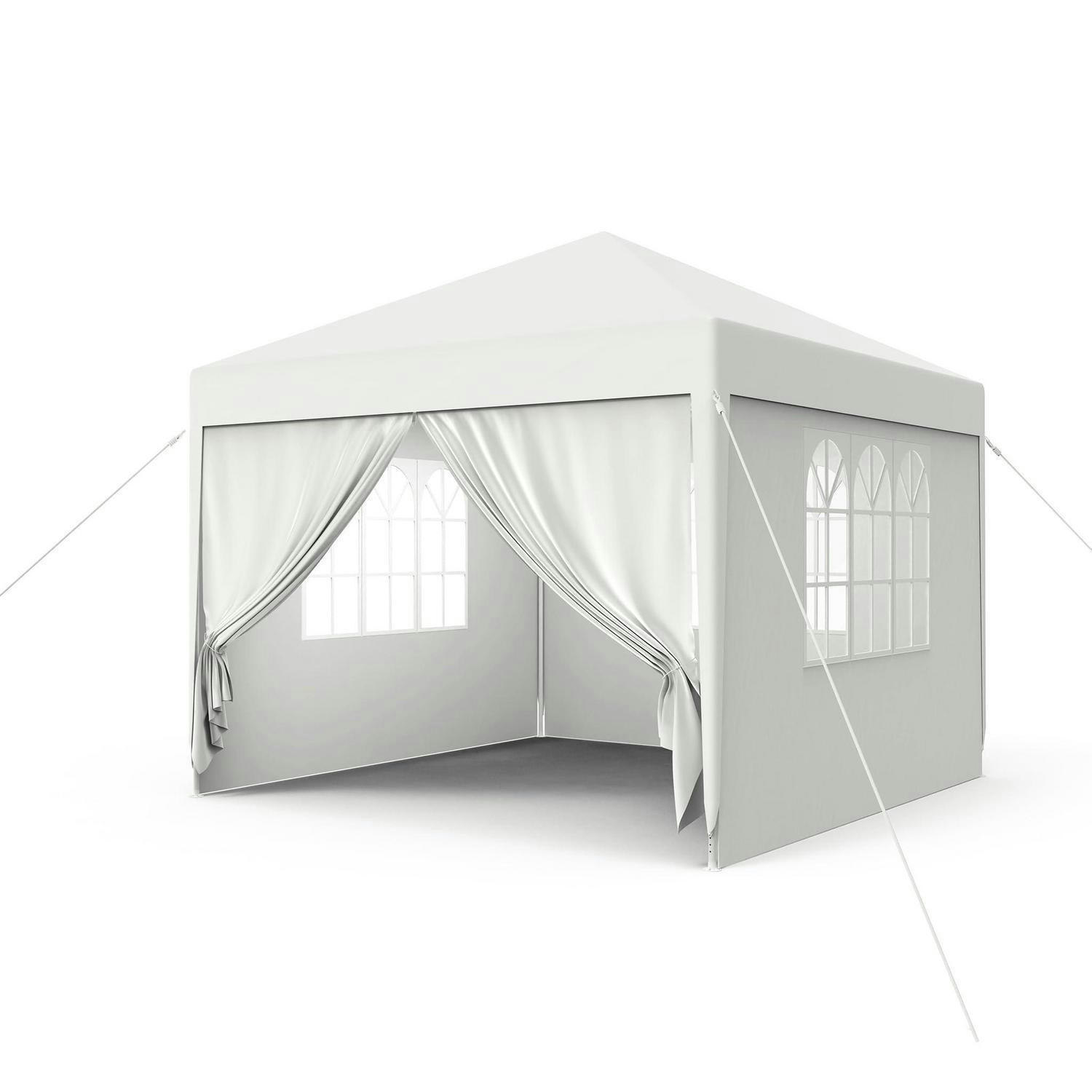 GARTENZELT 3 x 3 m mit Seitenteilen und Fenstern Weiß - Weiß, Textil (300/250/300cm)