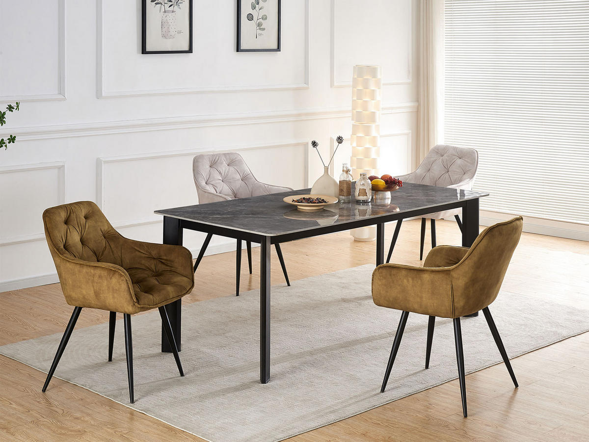 ARMLEHNSTUHL DIETER Gelb 2 Stück - Gelb, Textil/Metall (61/83/56cm) - B&D Home