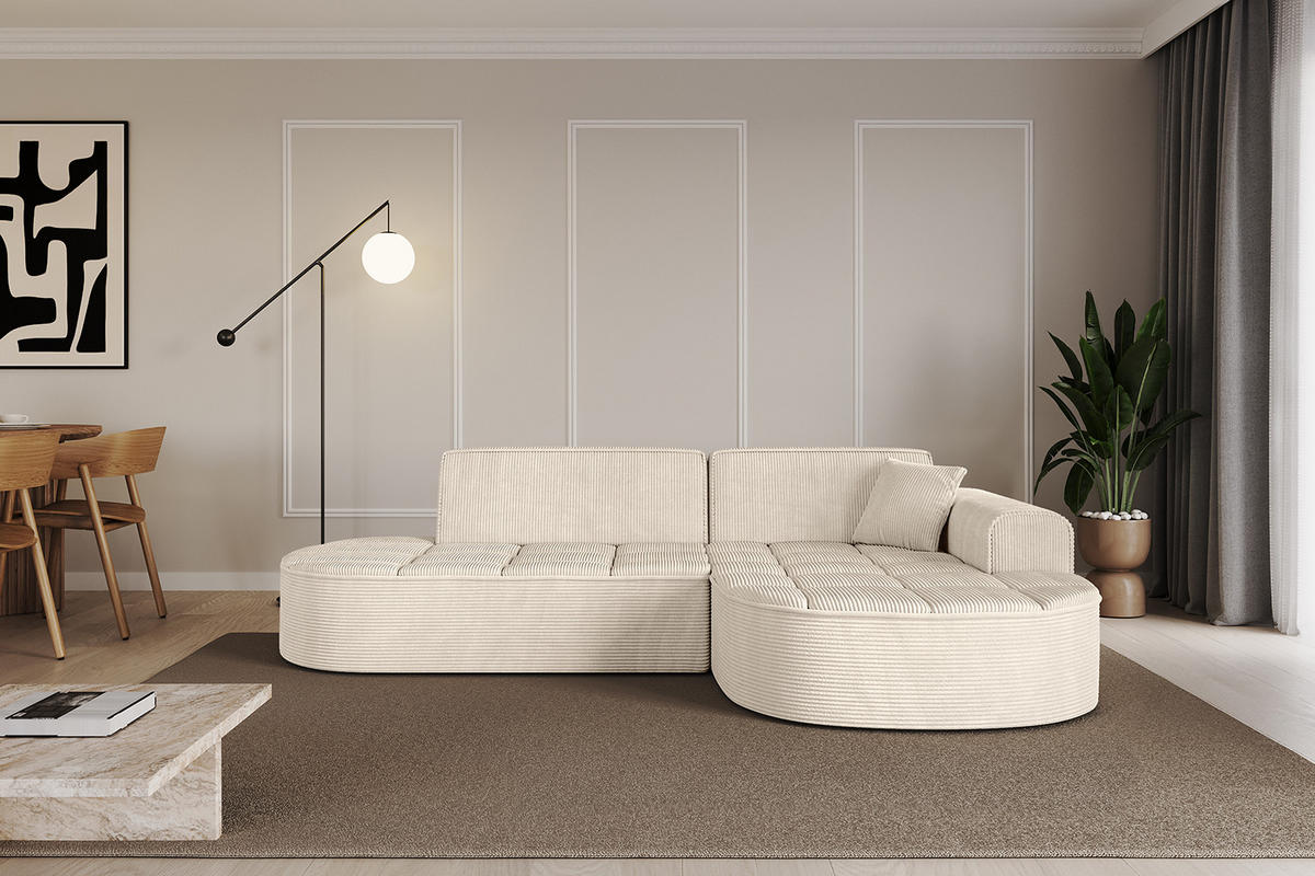 ECKSOFA Ottomane Rechts TARO-L1 - 243x171x79,5 cm Beige - Beige, Holzwerkstoff/Textil (243/171cm) - ALTDECOR