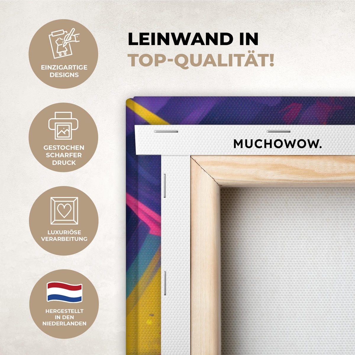 LEINWANDBILD Abstrakt - Formen - Farbenfroh Deko Groß 90x140 cm - Magenta, Textil (90/140cm) - MuchoWow