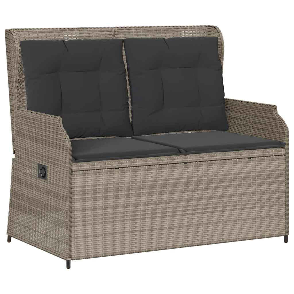 GARTENBANK Verstellbar mit Kissen Hellgrau Poly Rattan - Grau, Kunststoff (95/95/110cm)