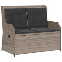 GARTENBANK Verstellbar mit Kissen Hellgrau Poly Rattan - Grau, Kunststoff (95/95/110cm)