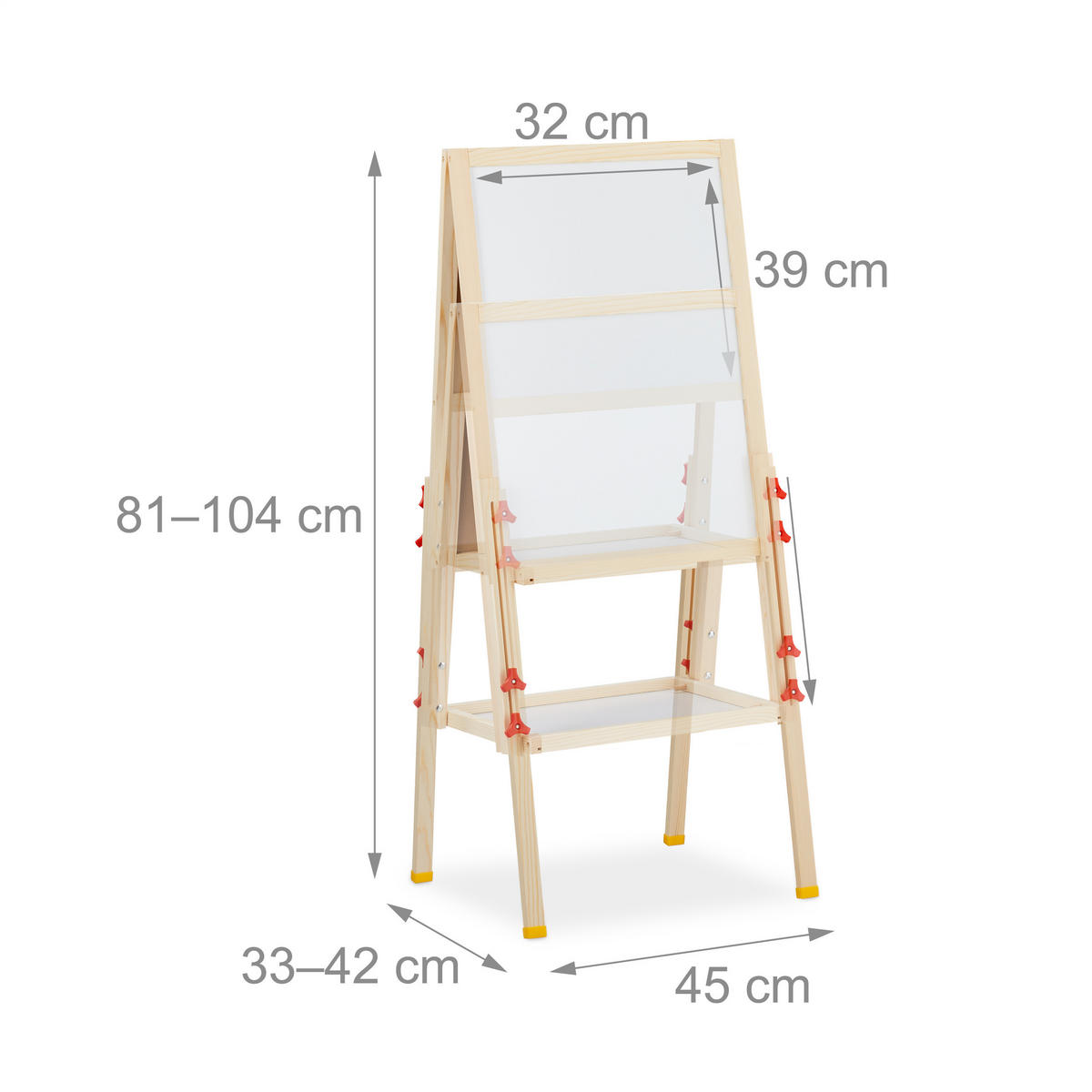 STANDTAFEL Natur Weiß Grün Holz magnetisch Whiteboard - Multicolor, Holz/Holzwerkstoff (45/104/42cm) - Relaxdays