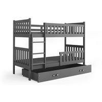 ETAGENBETT 90x200 in Grau mit Lattenrost – Kinderbett mit Schublade & Rausfallschutz JAKOB - Weiß/Grau, Holz (90/200cm) - Interbeds