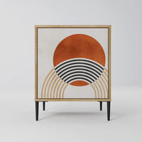 SIDEBOARD SPACE AROUND, Eichefarben, 57,5x42x72,5 cm, Schwarze Metallfüße - Eichefarben/Multicolor, Holzwerkstoff/Metall (57.5/72.5/42cm) - SpaceRebels