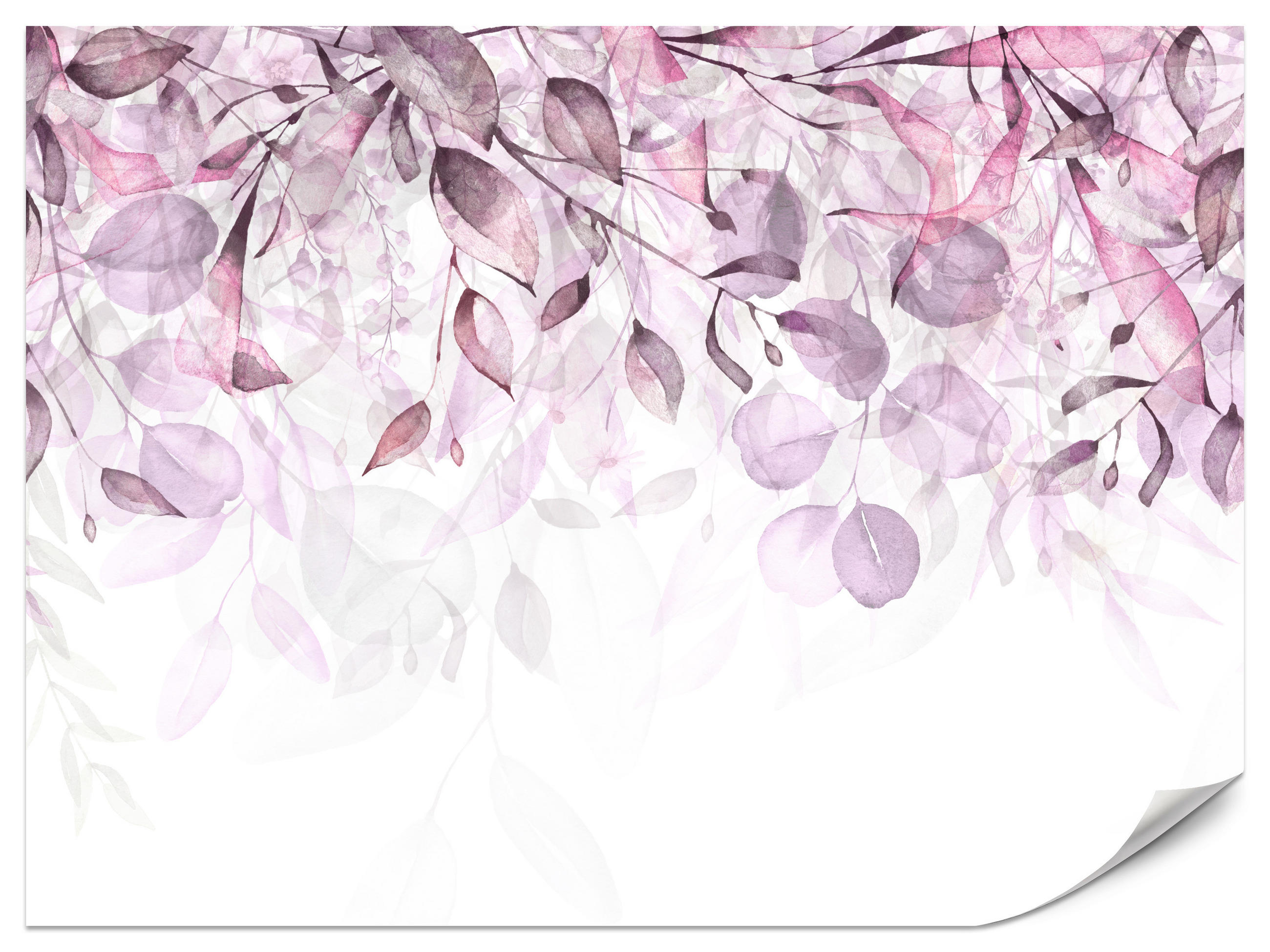 Muralo FOTOTAPETA do Ložnice Akvarelové Jemné Růžové Listy Botanický Motiv 200x140