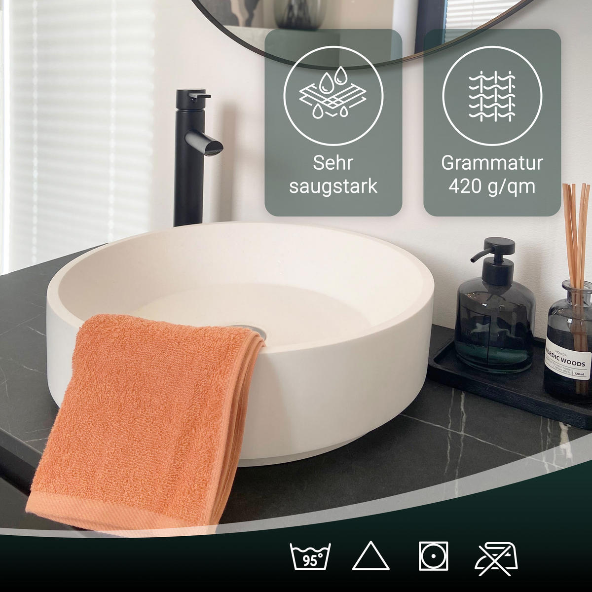 GÄSTETÜCHER, 10er-Set, 30x50 cm, 100% Baumwolle, Rot - Terracotta, Textil (30/50cm) - Zollner