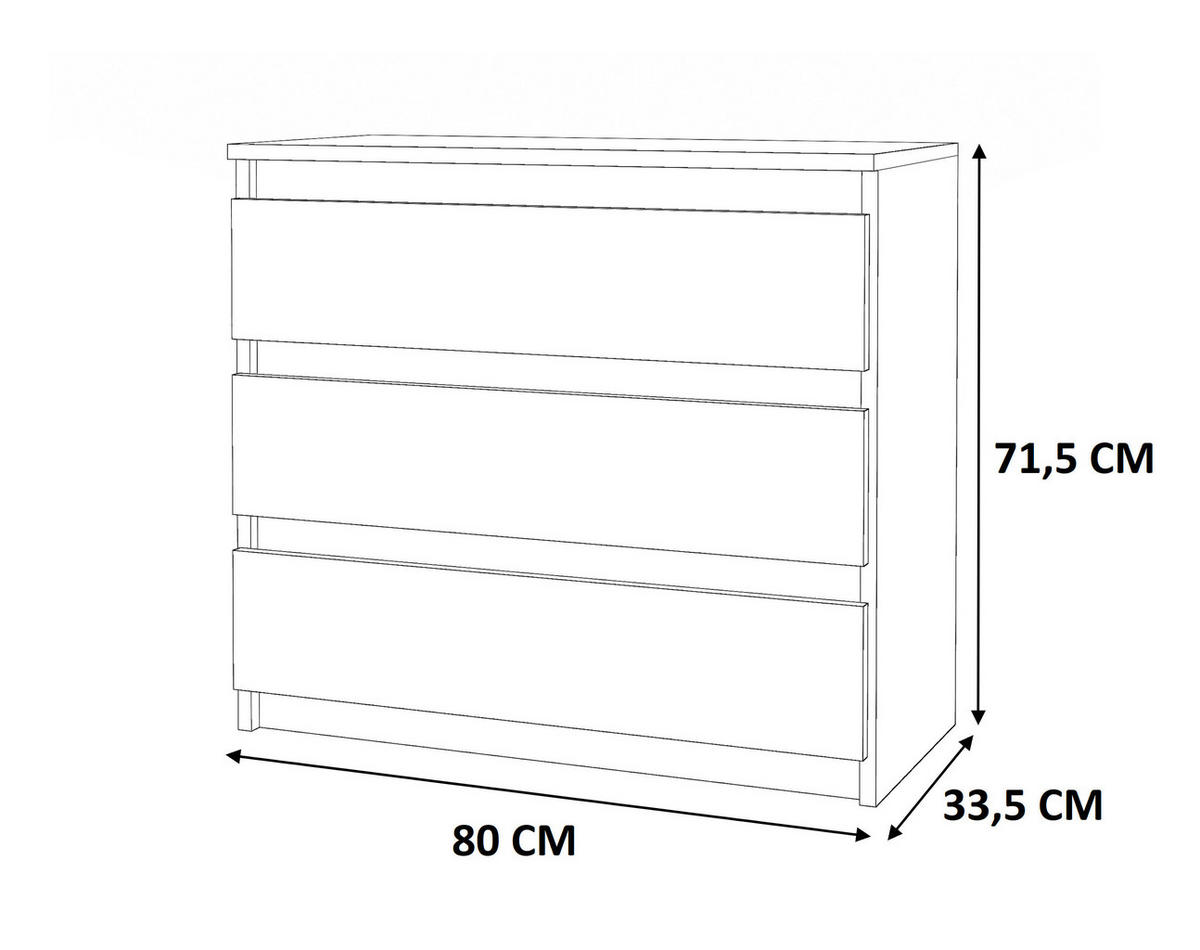 KOMMODE mit Schubladen – schwarz - Schwarz, Holz (80/71.5/33.5cm) - Stiv Meble