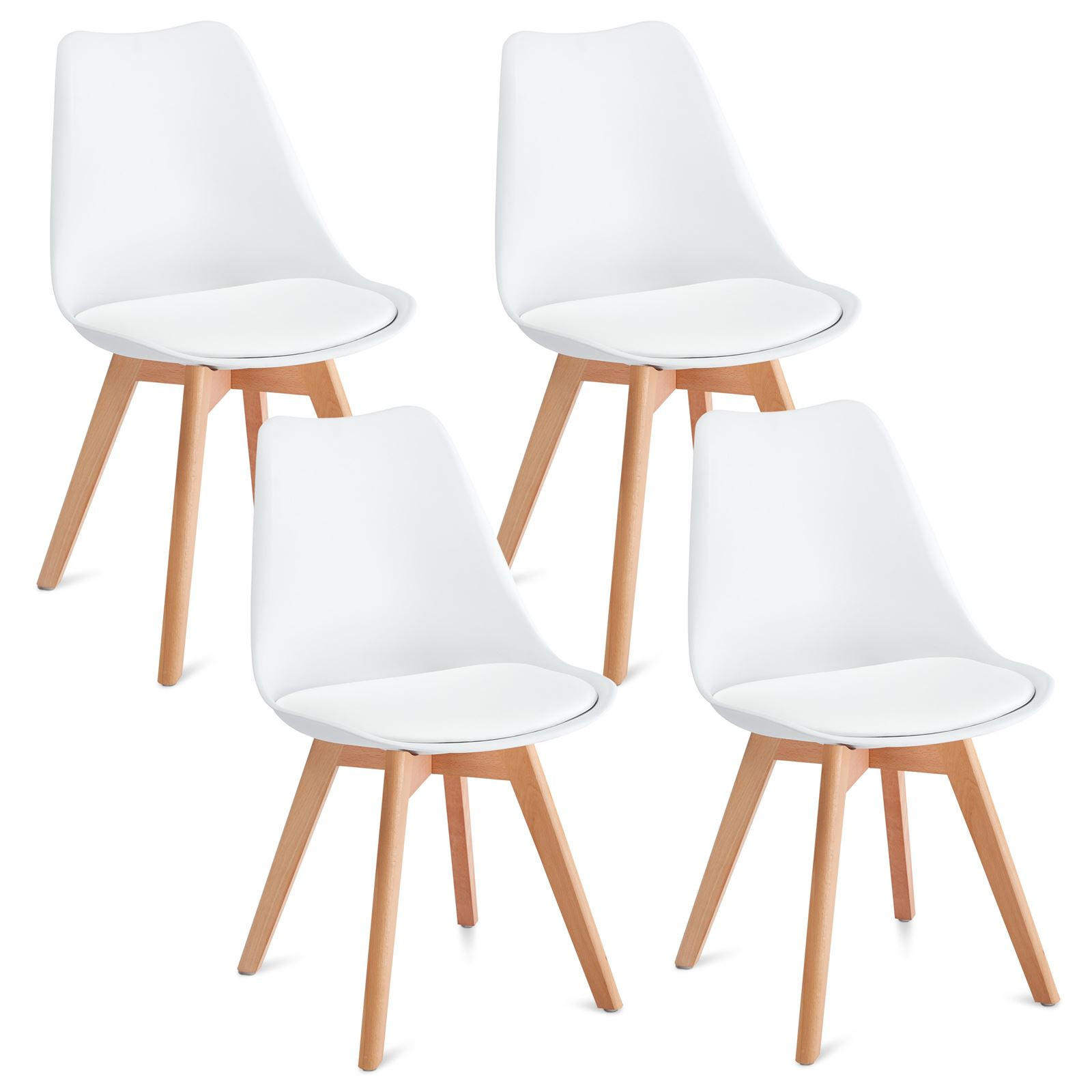 ESSZIMMERSTÜHLE ABBY 4er-Set weiß - Weiß, Holz (49/82/53cm) - IDIMEX