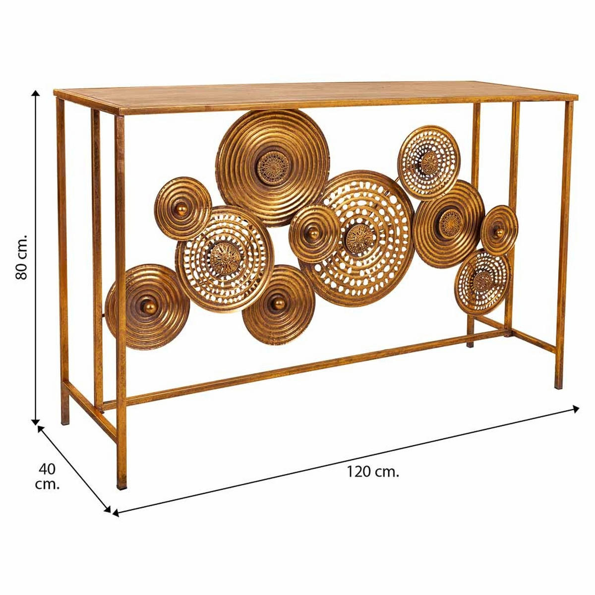KONSOLENTISCH aus Metall, golden, 120x40x80cm - Goldfarben, Metall (40/120/80cm) - Wanderlust