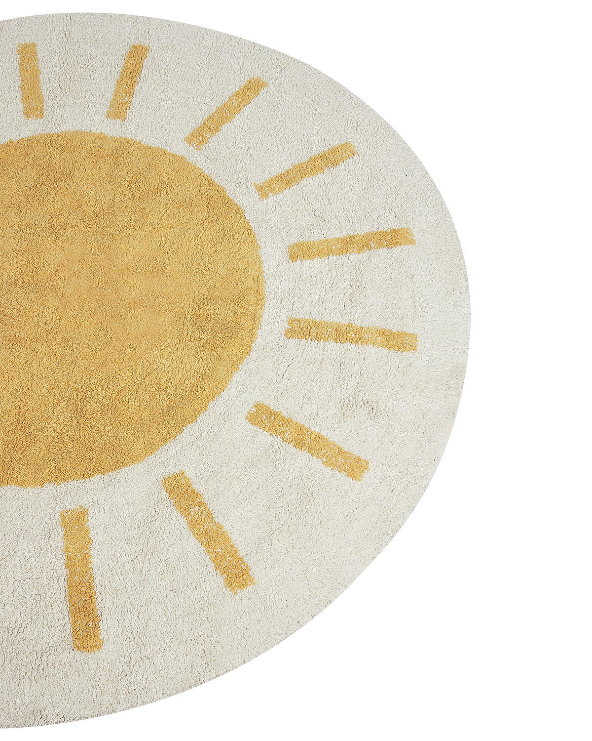 KURZFLOR-TEPPICH Beige 140 cm Baiker - Beige/Gelb, Textil (140/140cm) - Beliani