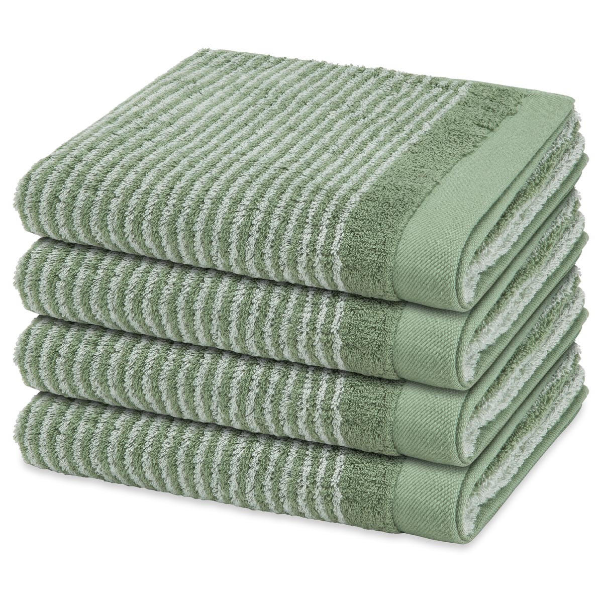 HANDTUCH Stripes 4er-Set - Grün, Textil (50/100cm) - Ross