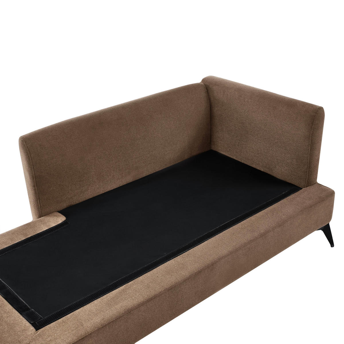 ČALOUNĚNÉ LEHÁTKO CHAISE LONGUE PRAVOSTRANNÉ Látka Hnědé Sievoz - černá/hnědá, textil (155/84/85cm) - Beliani