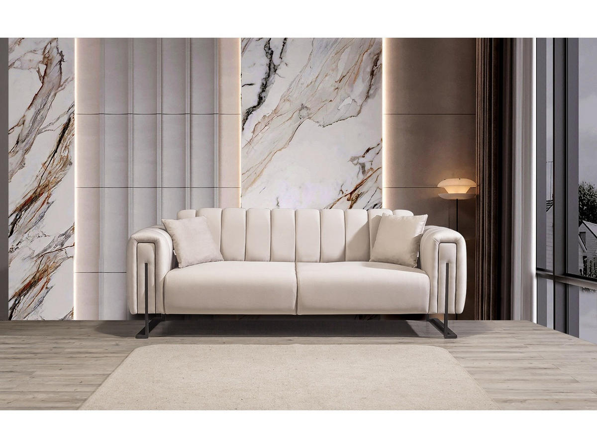 SOFA Bianca 2-Sitzer Samt Creme - Beige, Holz/Textil (195/78/94cm) - Villa Möbel
