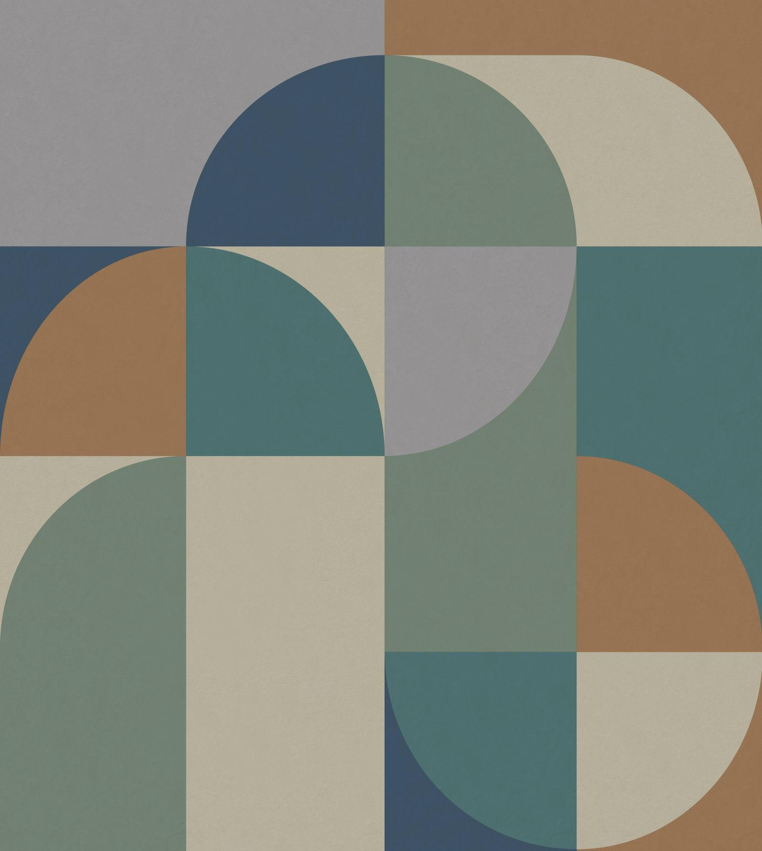 FOTOTAPETE Kreise im Bauhaus-Stil 2.5 x 2.79 m - Blau, Papier (250/279cm) - ESTAhome