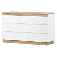 KOMMODE Weiß Eiche mit 6 Schubladen - Eichefarben/Weiß, Holzwerkstoff (110/67.5/40cm) - FLIEKS