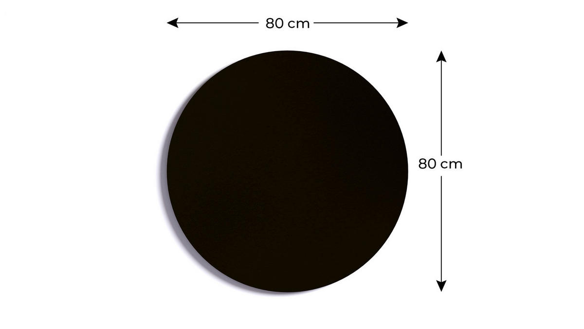 RUNDE schwarze Magnettafel SLIMboard, RUND, Durchmesser 80 cm – rahmenlose Magnettafel - Schwarz, Metall (80/80/0.3cm) - ALLboards