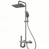 ÜBERKOPFBRAUSESET 4-Wege Digitalanzeige Heiß Kalt - Dunkelgrau, Metall (21/120/30cm) - Kaket