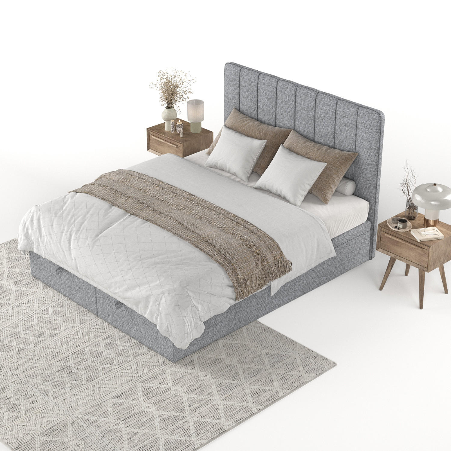 POLSTERBETT Vienna mit Stauraum 120/200 cm Grau im Alta Stoff - Schwarz/Grau, Holz/Holzwerkstoff (120/200cm) - AltaBeds
