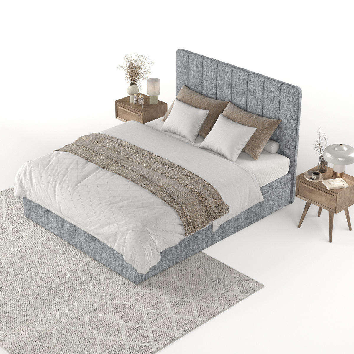 POLSTERBETT Vienna mit Stauraum 140/200 cm Grau im Alta Stoff - Schwarz/Grau, Holz/Holzwerkstoff (140/200cm) - AltaBeds