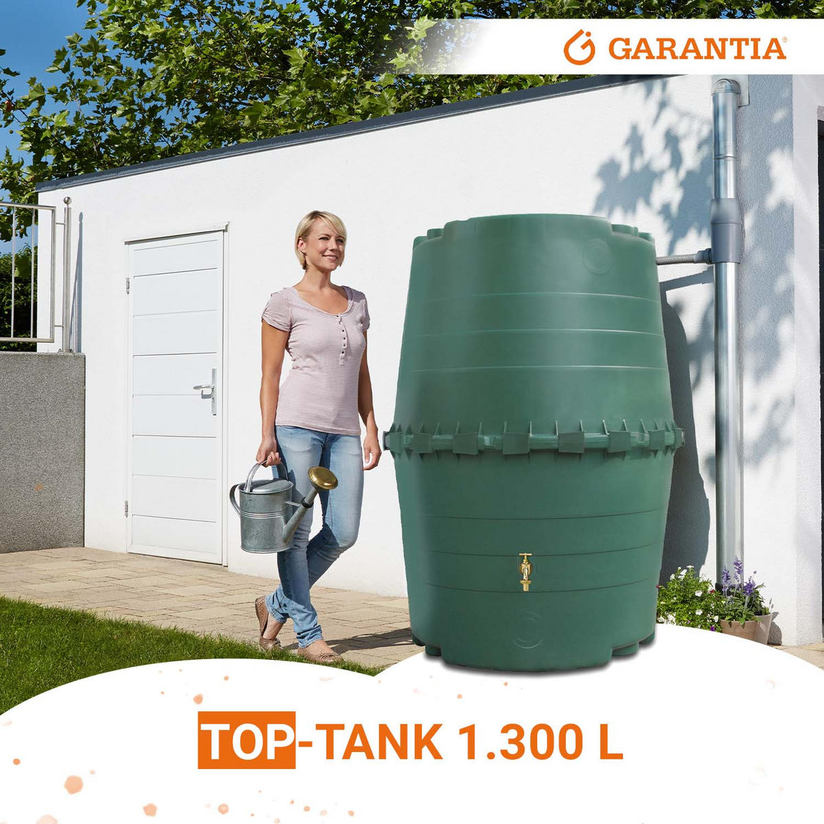 TOP-TANK Regentonne 1300 L, dunkelgrün - Grün, Kunststoff (118/156/120cm) - GARANTIA