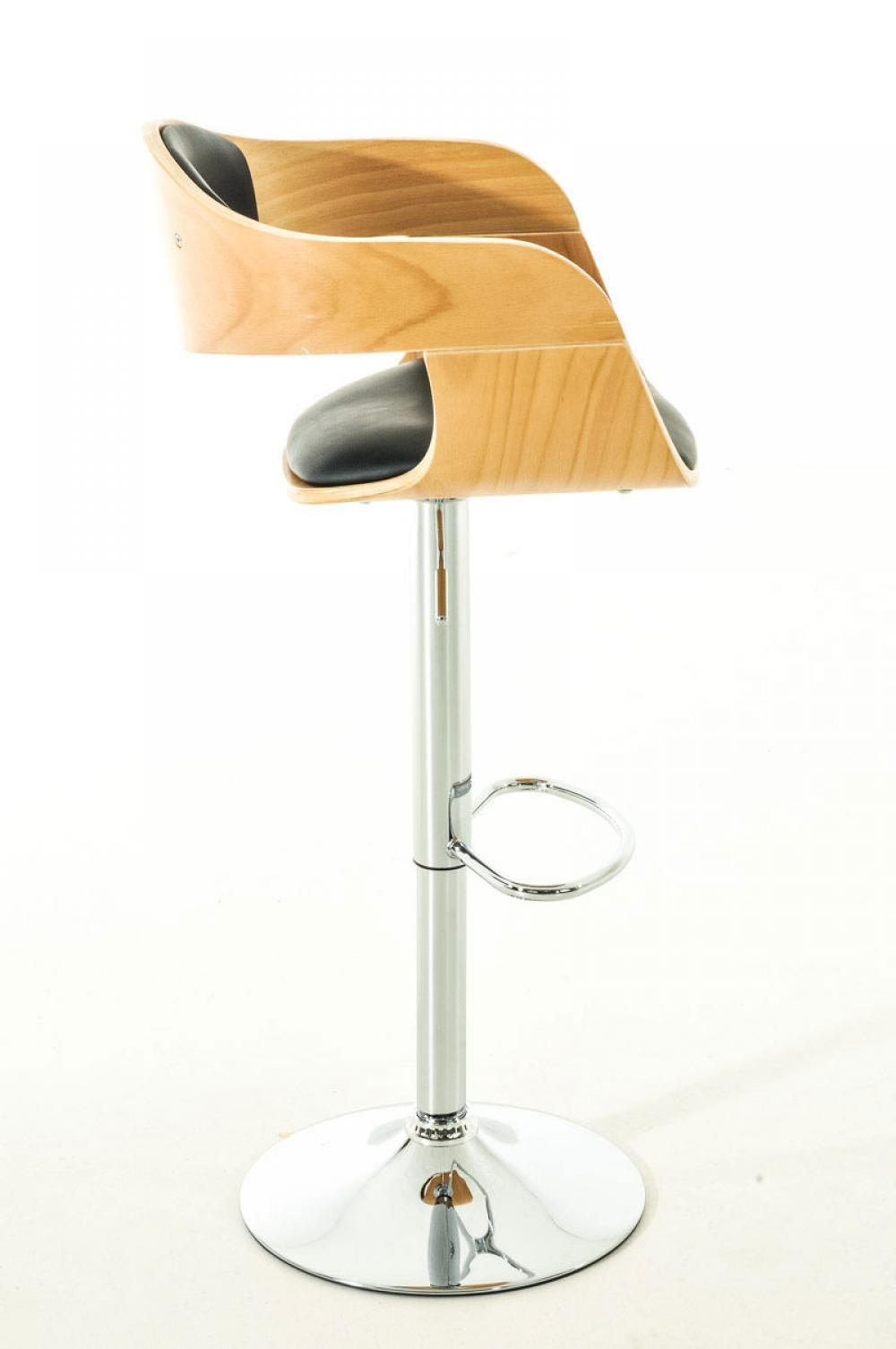 BARHOCKER 2er Set Lederlook natura/schwarz - Eukalyptusholzfarben/Schwarz, Textil/Metall (50/88/48cm) - CLP