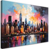 WANDBILD, Bunte Wolkenkratzer New York - Multicolor, Textil (30/20cm) - Feeby