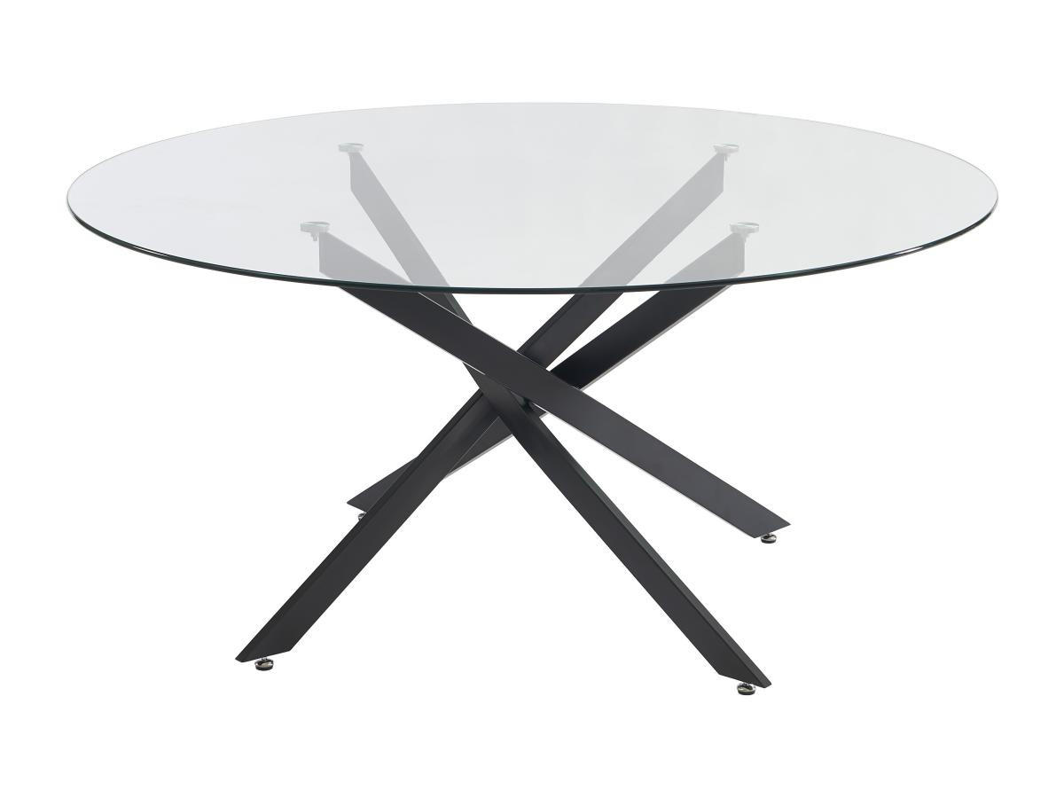 ESSTISCH rund für 6 Personen - Sicherheitsglas & schwarzes Metall - Transparent - COSIMA - Transparent, Glas (160/160/72.5cm) - Vente-Unique