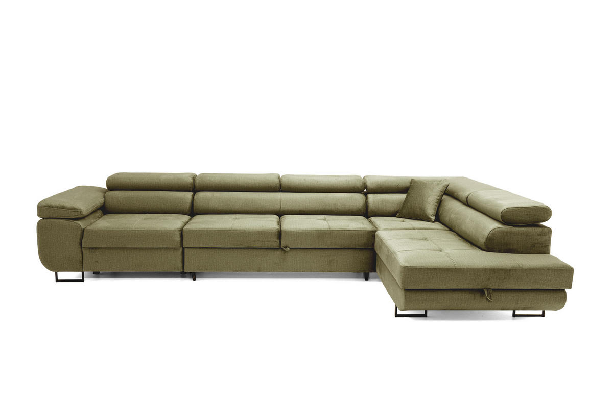 ECKSOFA WILD MAXI Rechts Hellgrün - Chromfarben/Hellgrün, Holz/Textil (203/350cm) - Muffo