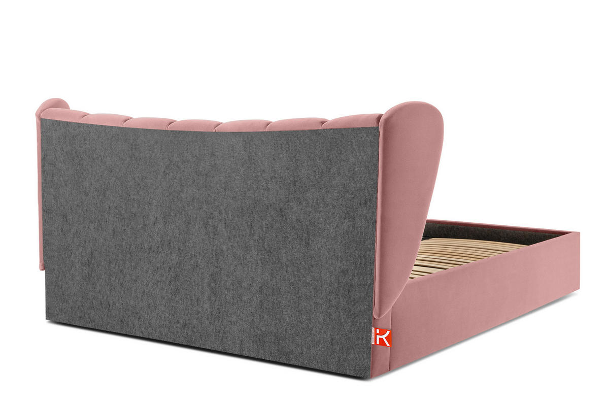 POLSTERBETT GIZO, Muschel-Design - Pink/Schwarz, Holz/Holzwerkstoff (202/204cm) - KONSIMO®