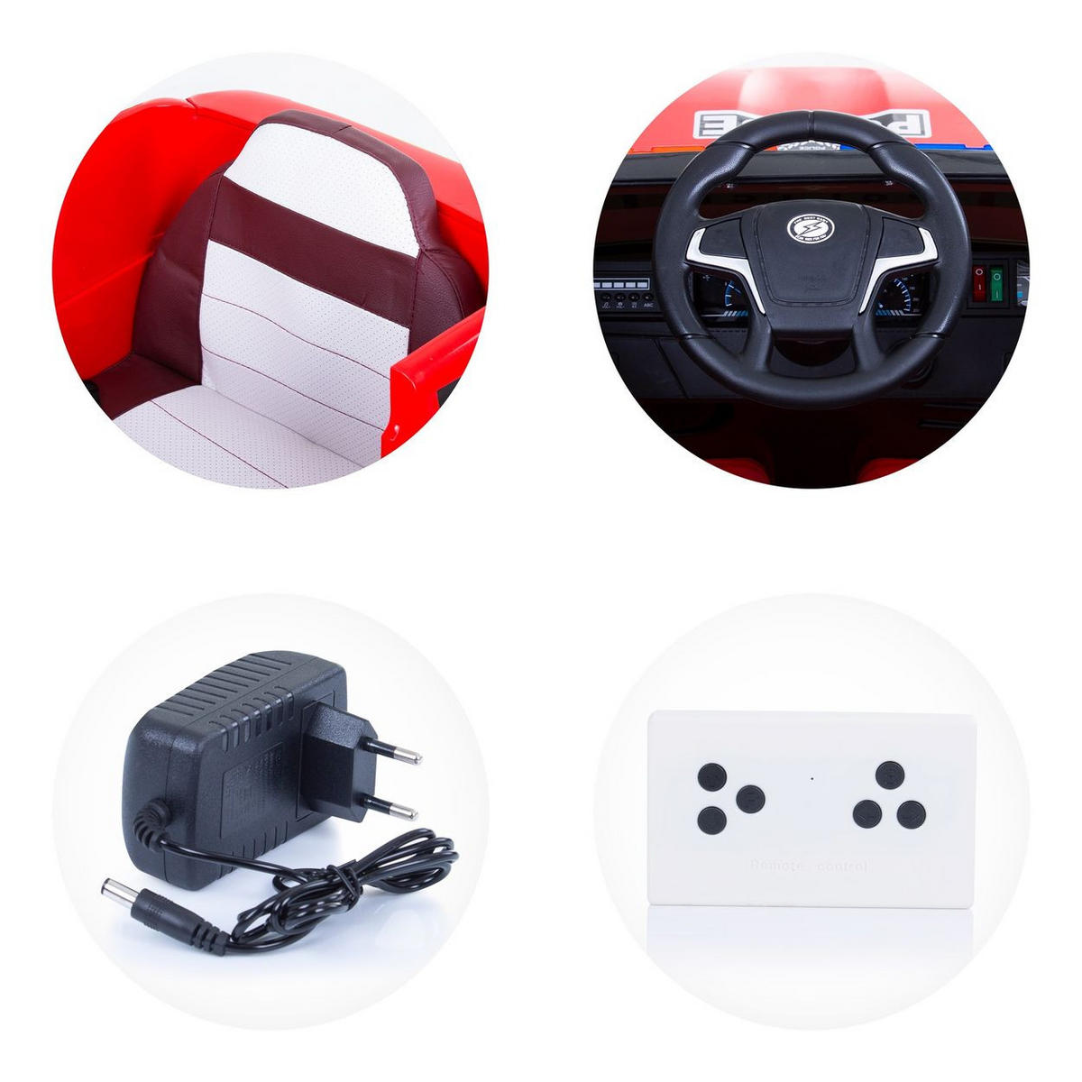 ELEKTROAUTO Patrol rot Fernbedienung, MP3-Anschluss Sicherheitsgurt - Rot, Kunststoff (95/63/51cm) - Chipolino