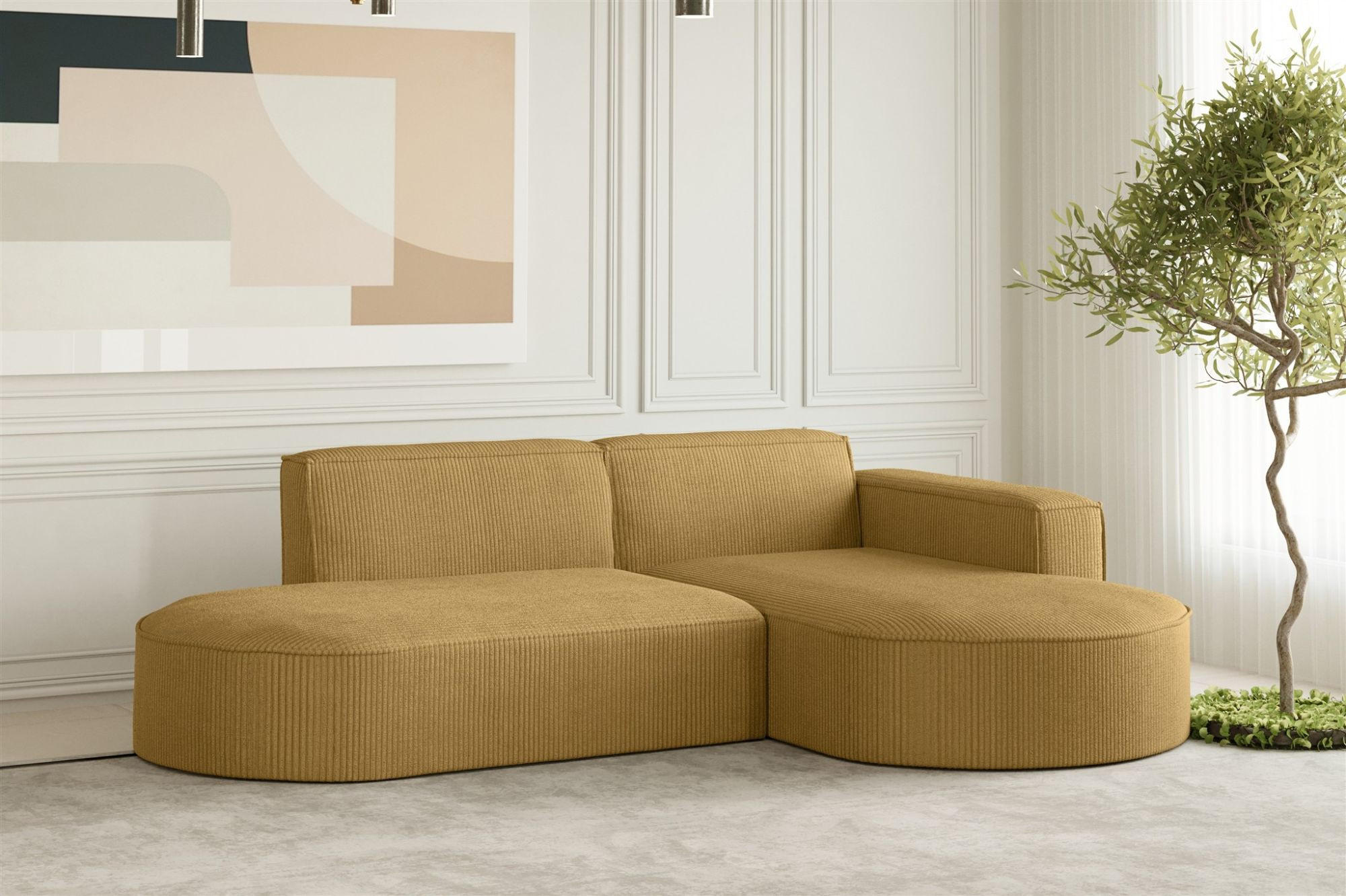 ECKSOFA Palma Xs In Scala - Gelb, Holzwerkstoff/Textil (236/165cm) - Fun Möbel
