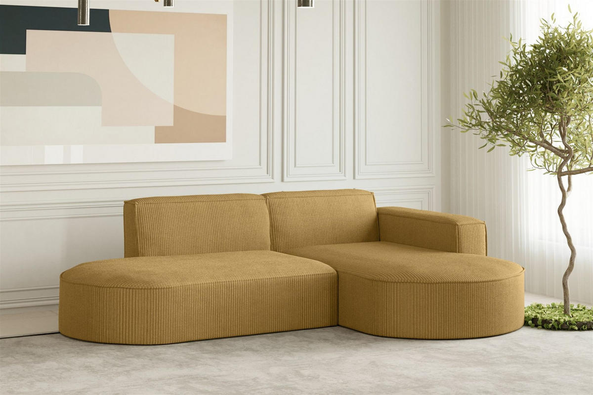 ECKSOFA Palma Xs In Scala - Gelb, Holzwerkstoff/Textil (236/165cm) - Fun Möbel