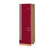 KÜHLUMBAUSCHRANK R-Line Rot Hochglanz 60 cm - Honigeiche/Bordeaux, Holzwerkstoff (60/206.8/57.2cm) - Vicco