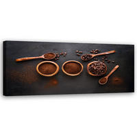 WANDBILD gemahlene kaffeebohnen für die küche - Schwarz, Textil (90/30cm) - Feeby