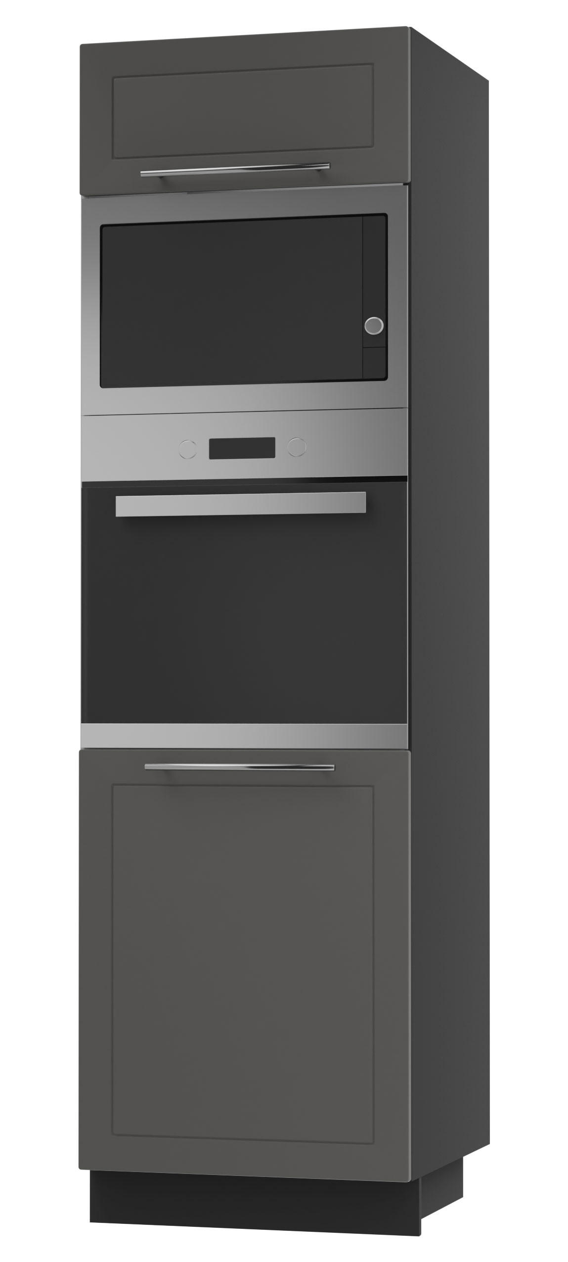Feldmann-Wohnen Backofen-Hochschrank Graphit, Schwarz 60x207x59 cm