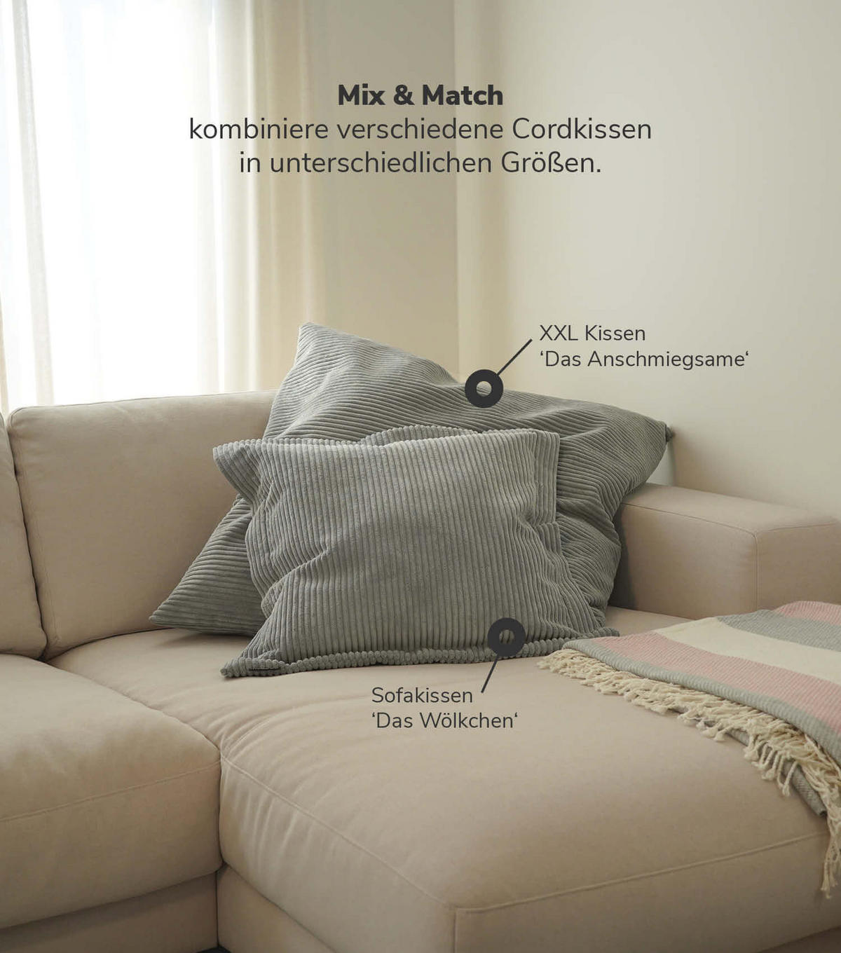 DEKOKISSEN SET Die Kuschelbuddies - Grau, Textil (45/45cm) - Mokebo