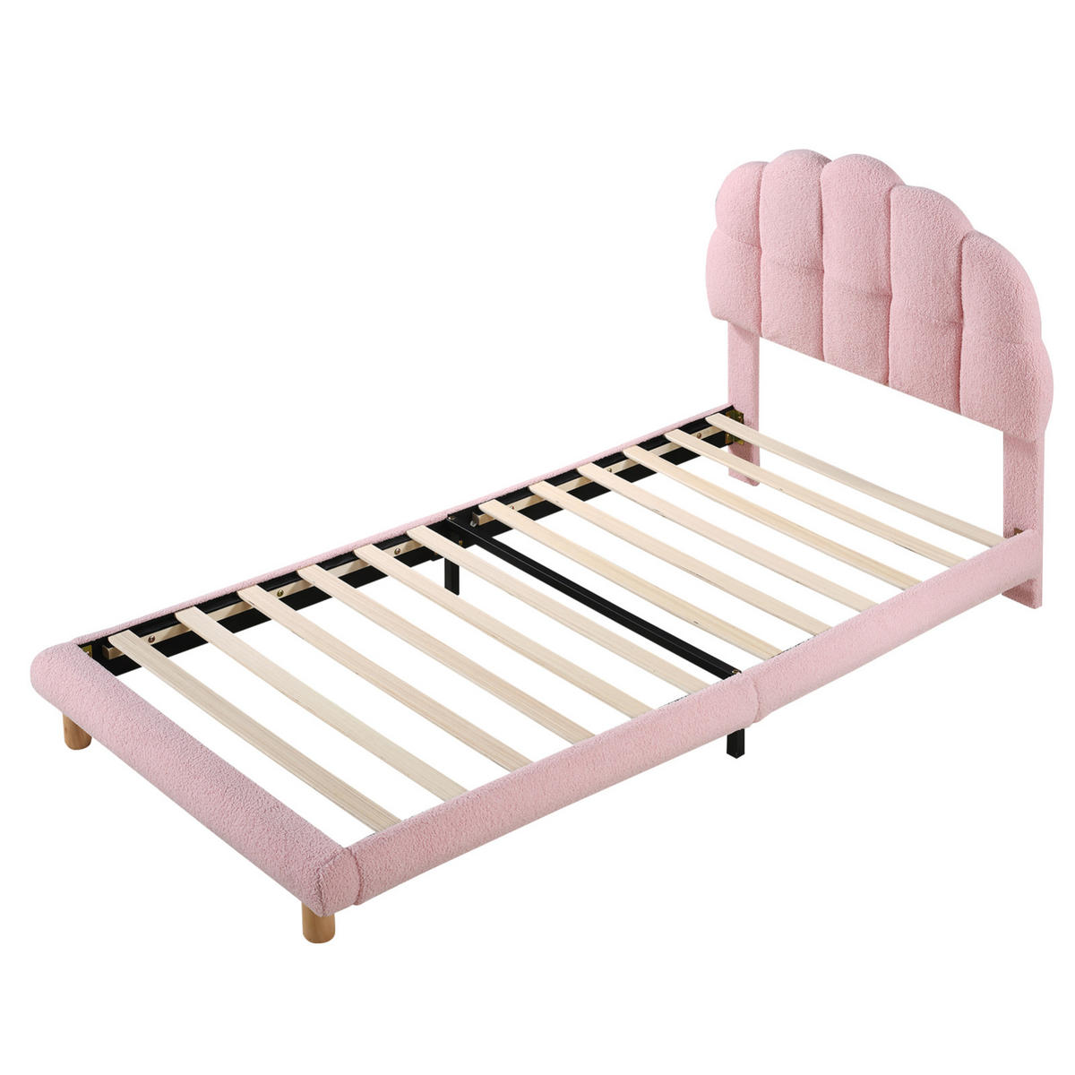 POLSTERBETT 90x200 cm, Rosa, Halbkreisform-Kopfteil - Rosa, Textil/Metall (90/200cm)