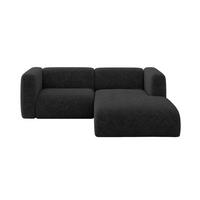 ECKSOFA Ottomane Rechts MIRA-L1 227x179x89 Schwarz Velours - Schwarz, Holzwerkstoff/Kunststoff (227/179cm) - ALTDECOR