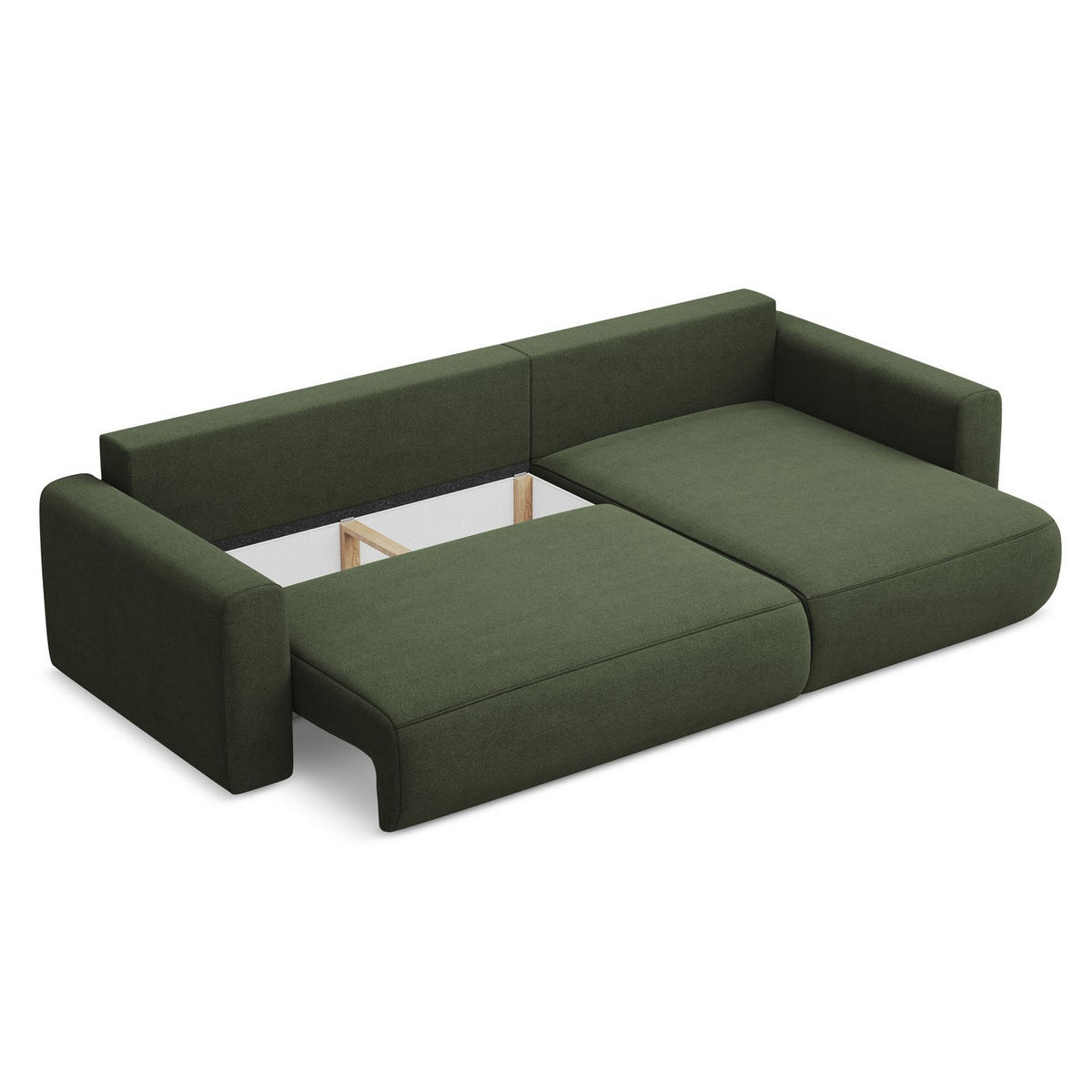 ECKSOFA mit Schlaffunktion Strukturstoff Stoff Grün - Schwarz/Olivgrün, Kunststoff/Textil (278/149cm) - LaMiaSofa