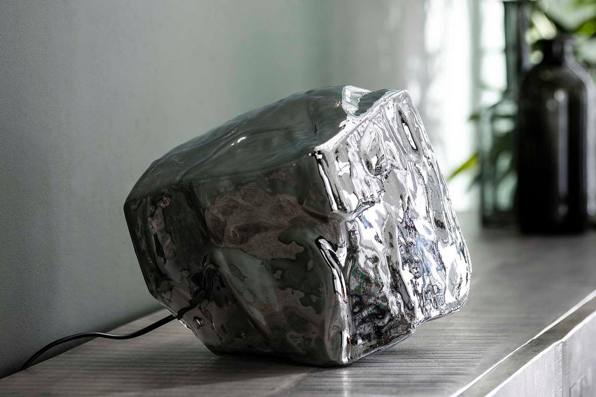 TISCHLAMPE EDESSA Silber Glas - Silberfarben, Glas (28/28/28cm) - KAWOLA