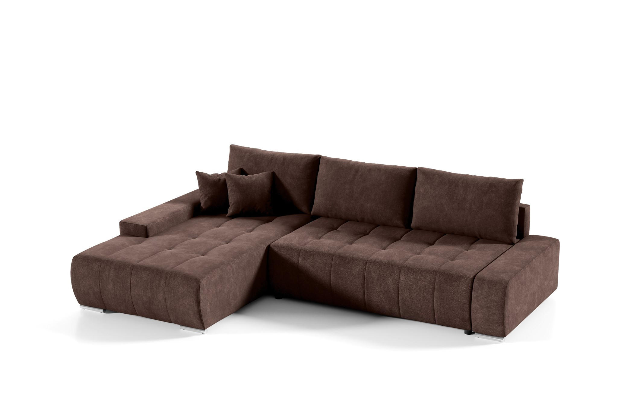 ECKSOFA Vogar In Aston - Braun, Holzwerkstoff/Textil (265/185cm) - Fun Möbel