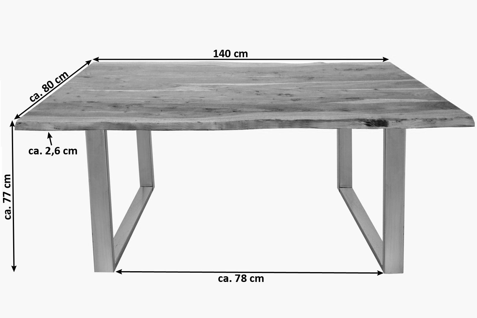 ESSTISCH TOPS&TABLES - Beige/Silberfarben, Holz/Metall (80/140/77cm) - SAM