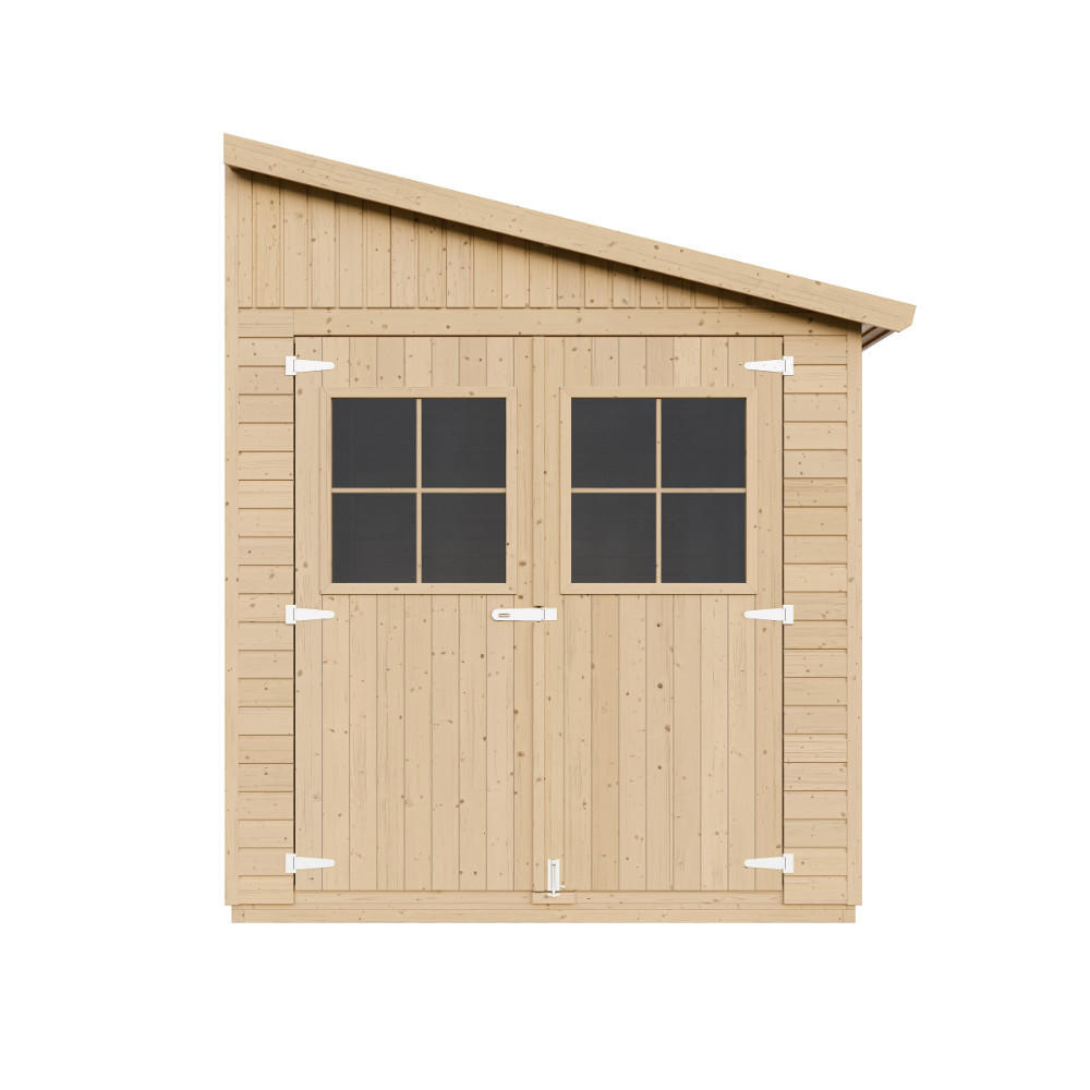 HOLZ-GARTHENHAUS (mit Seitenwand) MIT IMPRÄGNIERTEM BODEN - H244x216x514 cm/10,2 m2 - M341A+M341G - Beige, Holz (218/250/493cm) - Timbela