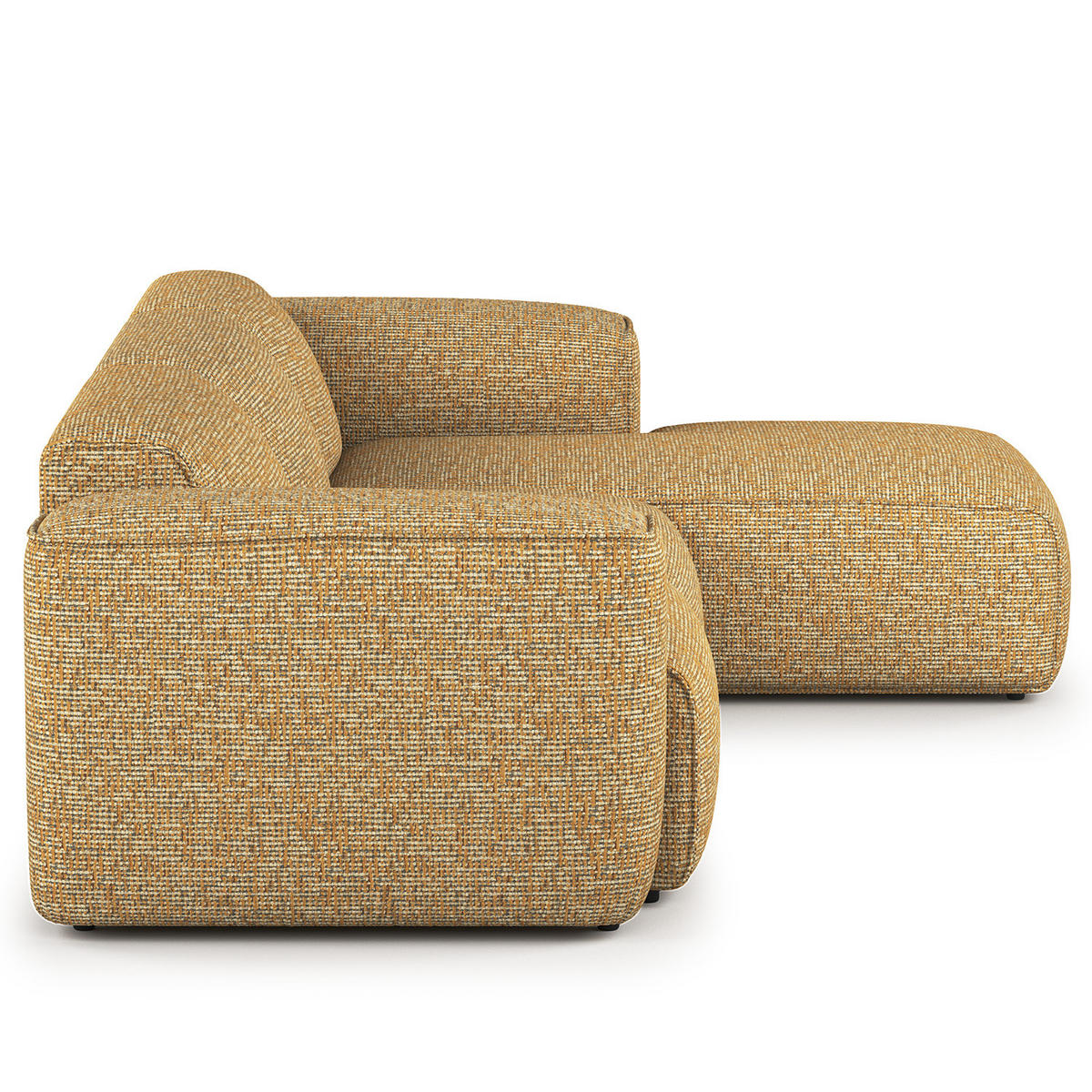 3-SITZER ECKSOFA mit Longchair - Schwarz/Honig, Kunststoff/Textil (284/173cm) - home24